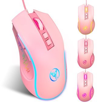 Ciadaz X100 RGB Ergonomik Makrolu Kablolu Pembe Optik Gaming Mouse