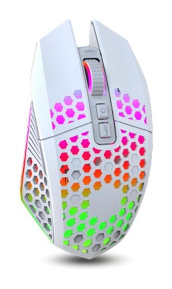 Lazmin112 RGB Sessiz Makrolu Kablosuz Beyaz Optik Gaming Mouse