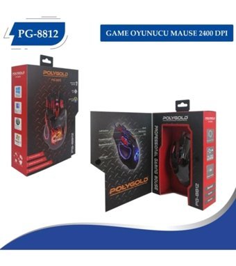 Polygold PG-8812 Makrolu Kablolu Siyah Optik Gaming Mouse