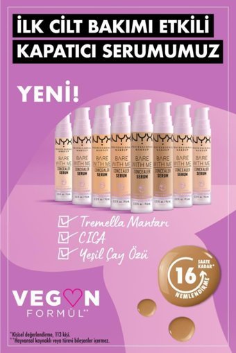 Nyx Bare With Me 02 Light Nemlendiricili Göz Altı ve Yüz Likit Serum Kapatıcı