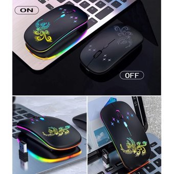 Qaohe RGB Ergonomik Kablosuz Siyah Optik Mouse