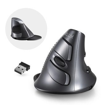 Delux Ergonomik Dikey Makrolu Kablosuz Gri Optik Mouse