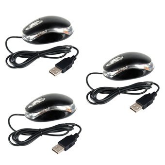 Gatuida Sessiz Ergonomik Kablolu Siyah Optik 3 Adet Mouse