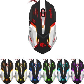 Jingyi Mechanical Sense RGB Ergonomik Makrolu Kablolu Beyaz - Siyah Optik Gaming Mouse