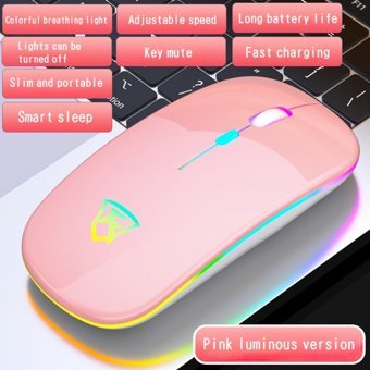 Jingyi Logolu RGB Sessiz Kablosuz Pembe Optik Mouse