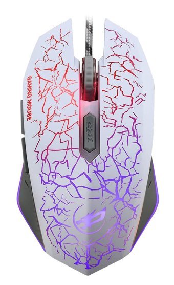 Mistaha RGB Ergonomik Makrolu Kablolu Desenli Beyaz Optik Gaming Mouse