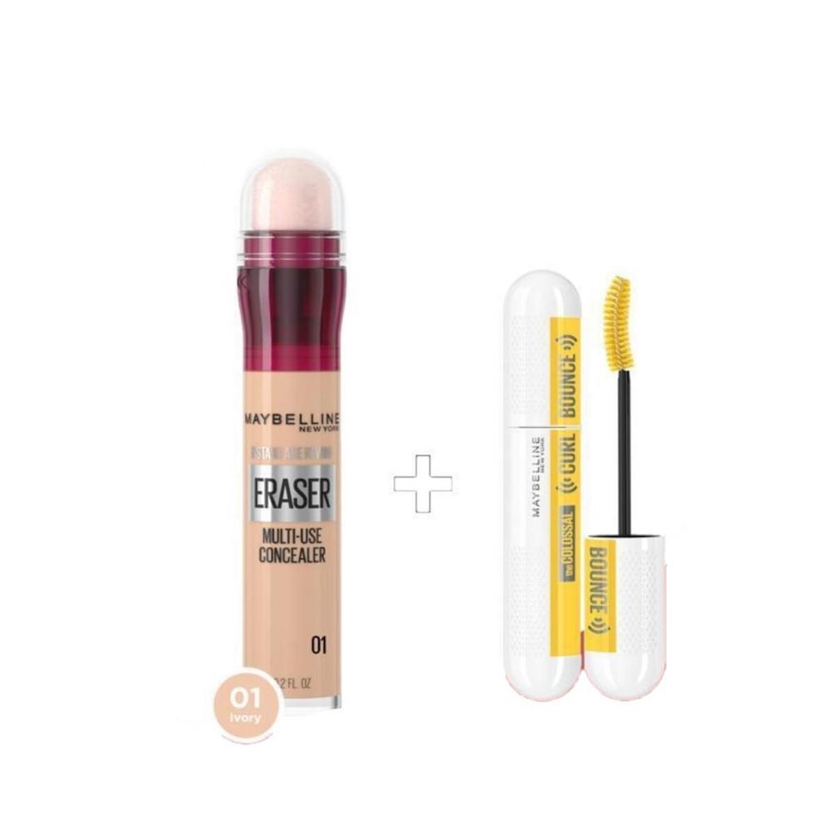 Maybelline Instant Anti Age 01 Light Nemlendiricili Göz Altı ve Yüz Likit Silgi Kapatıcı + Mini Curl Bounce Maskara