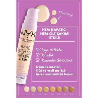 Nyx Bare With Me 01 Fair Nemlendiricili Göz Altı ve Yüz Likit Serum Kapatıcı