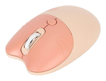 Ashata Kedi Şekilli Sessiz Kablosuz Krem Optik Mouse