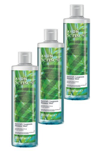 Avon Senses Secret Lagoon Misk Kokusu-Su Meyveleri Duş Jeli 3x250 ml