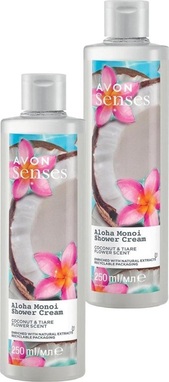 Avon Senses Aloha Monoi Hindistan Cevizi-Tiare Çiçeği Duş Jeli 2x250 ml