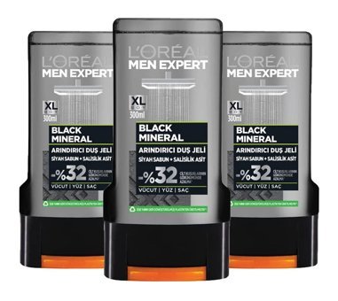 L’Oréal Paris Men Expert Black Mineral Duş Jeli 3x300 ml