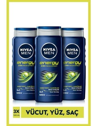 Nivea Men Energy Nane Duş Jeli 3x500 ml
