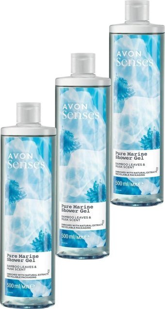 Avon Senses Pure Marine Bambu Yaprağı-Misk Duş Jeli 3x500 ml