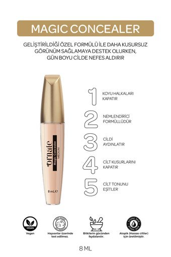 Ornate Magic Medium Nemlendiricili Göz Altı Likit Fırça Kapatıcı