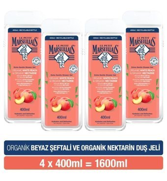 Le Petit Marseillais Organik Beyaz Şeftali-Nektarin Nemlendirici Duş Jeli 4x400 ml