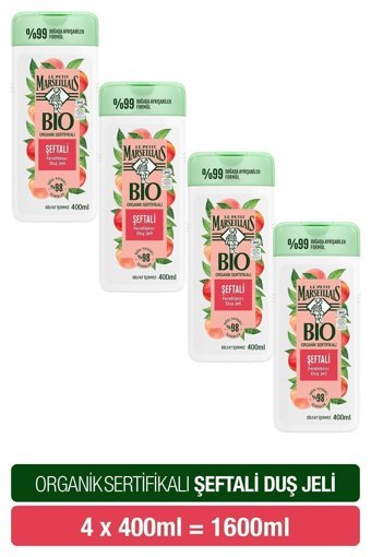 Le Petit Marseillais Bio Şeftali Duş Jeli 4x400 ml