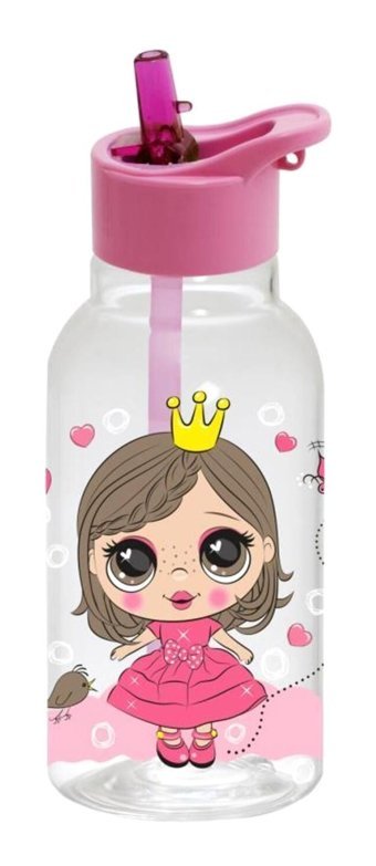 Herevin Prenses Pipetli Pembe Plastik Okul Çocuk Suluk 460 ml