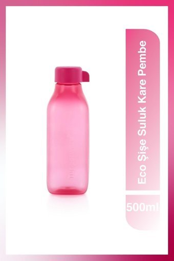 Tupperware Eco Kare Pembe Plastik Spor Yetişkin Matara 500 ml