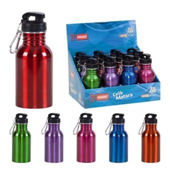 Mikro 2837 Çok Renkli Çelik Spor Yetişkin Matara 400 ml