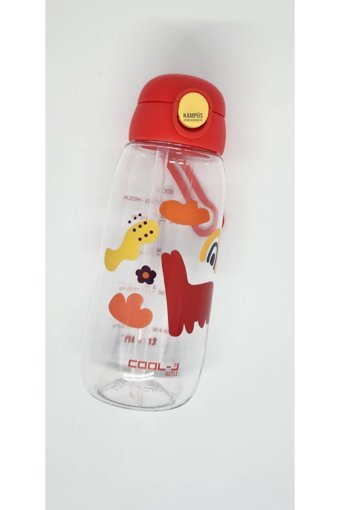 Gıpta Cool-J Medium Pipetli Sarı-Kırmızı Tritan Okul Çocuk Suluk 600 ml