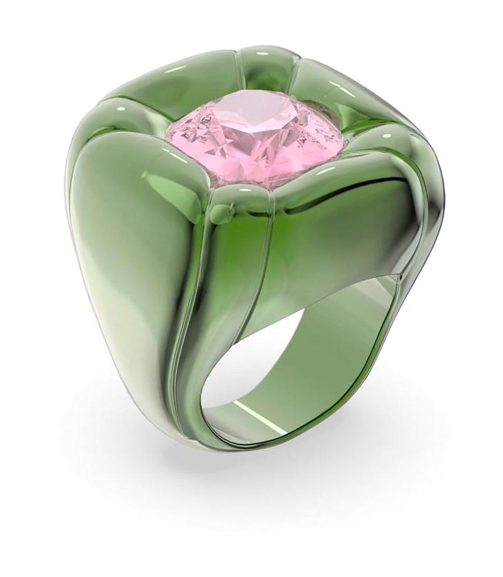 Swarovski Pembe Ayarlanabilir Tekli Çelik Yüzük
