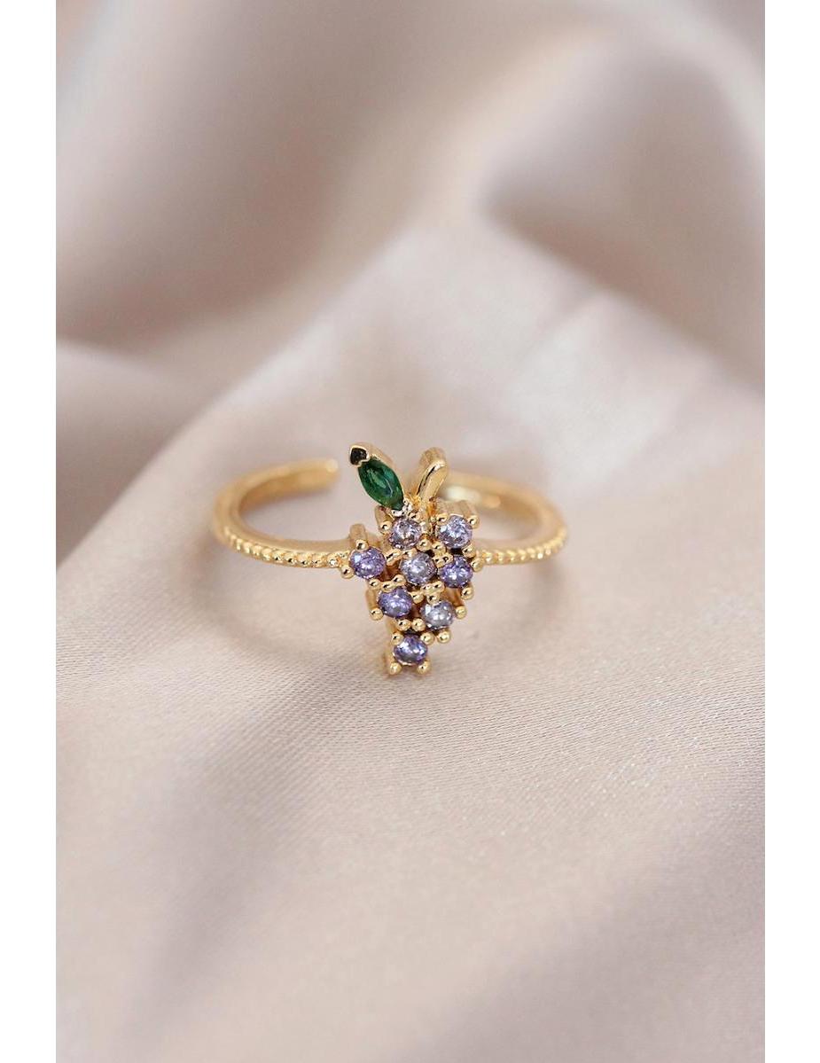 Ruby Çok Renkli Zirkon Taşlı Ayarlanabilir Tekli Metal Yüzük