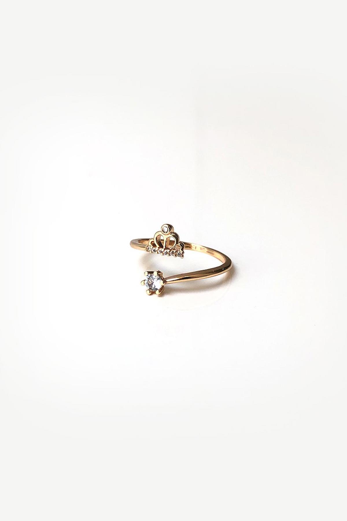 Teen Jewellry Beyaz Tektaş Ayarlanabilir Tekli Çelik Yüzük