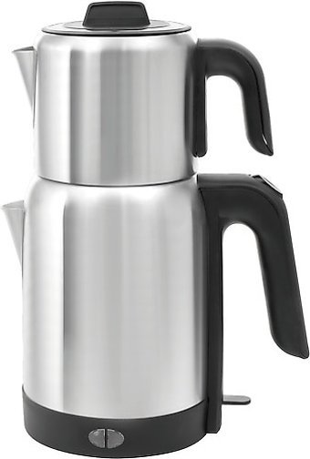Sem Otomatik Çelik Demlikli 2400 W Işıklı Çelik Gövdeli İnox Retro Çay Makinesi