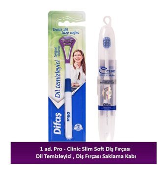 Difaş Pro-Clinic Slim Soft Kapaklı Orta Manuel Yetişkin Diş Fırçası Mavi