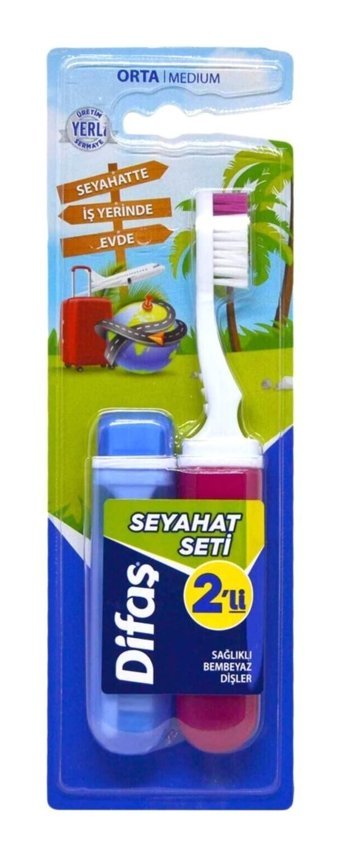 Difaş Kapaklı Orta Sert Manuel Yetişkin Diş Fırçası Beyaz