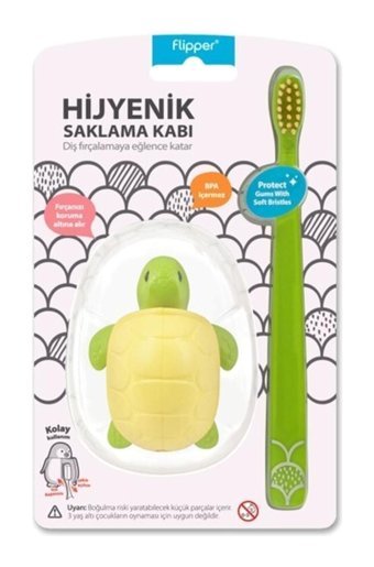 Flipper Kaplumbağa Yumuşak Manuel Çocuk Diş Fırçası Yeşil