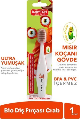 Babyton Yengeç Yumuşak Manuel Bebek Diş Fırçası Turuncu
