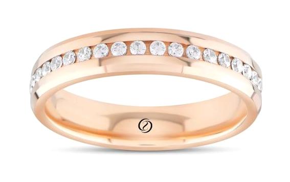 Safir Kuyumculuk Pırlanta Beyaz Taşlı 14 Ayar Rose Gold Yarımtur Kadın Alyans