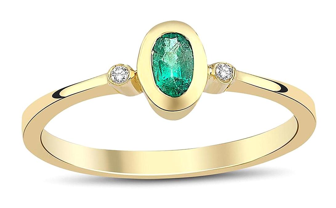 İryum 0.27 Karat Oval Parlak Sertifikalı Yeşil Pırlanta Yüzük