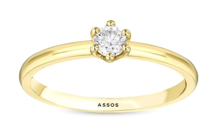 Assos Pırlanta Yuvarlak Tektaş Parlak Safir Taşlı Beyaz Pırlanta Yüzük