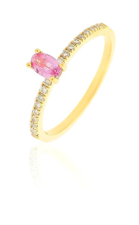 Milet Kuyumculuk 0.50 Karat Oval Parlak Sertifikalı Pembe Pırlanta Yüzük