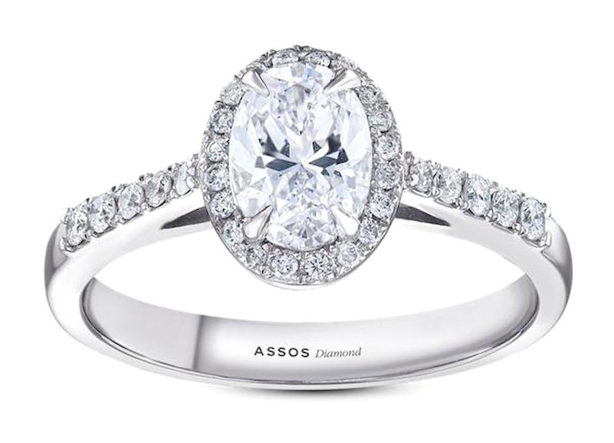 Assos Pırlanta 0.22 Karat Oval Tektaş Parlak Morganit Taşlı Beyaz Pırlanta Yüzük