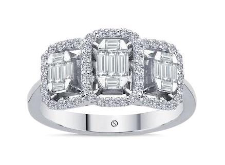 Safir Kuyumculuk 0.53 Karat Baget Parlak Sertifikalı Beyaz Pırlanta Yüzük