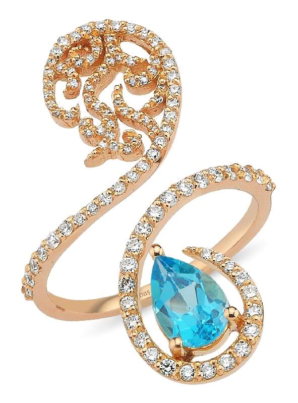 Altınbaş 0.55 Karat Damla Parlak Topaz Taşlı Beyaz Pırlanta Yüzük