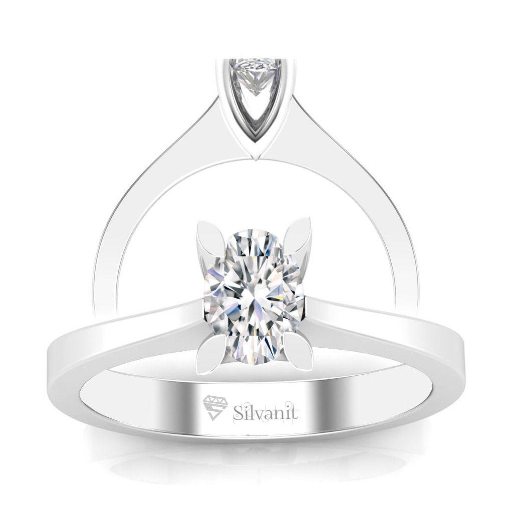 Silvanit Pırlanta 0.50 Karat Oval Parlak Sertifikalı Beyaz Pırlanta Yüzük