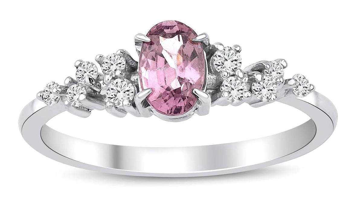 İryum 0.17 Karat Oval Tektaş Parlak Sertifikalı Pembe Pırlanta Yüzük