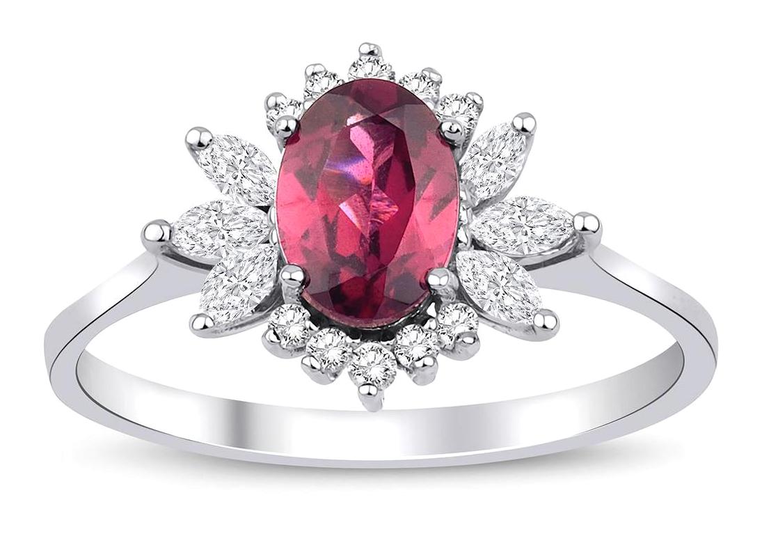 İryum 0.93 Karat Oval Tektaş Parlak Sertifikalı Kırmızı Pırlanta Yüzük