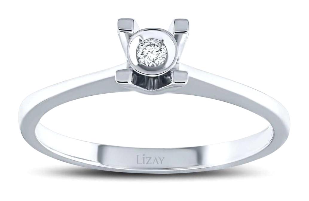 Lizay Pırlanta 0.04 Karat Yuvarlak Tektaş Parlak Sertifikalı Beyaz Pırlanta Yüzük