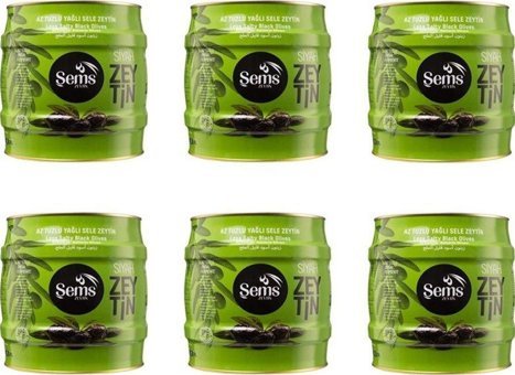 Şems Az Tuzlu Sele Siyah Zeytin Teneke 6x300 gr