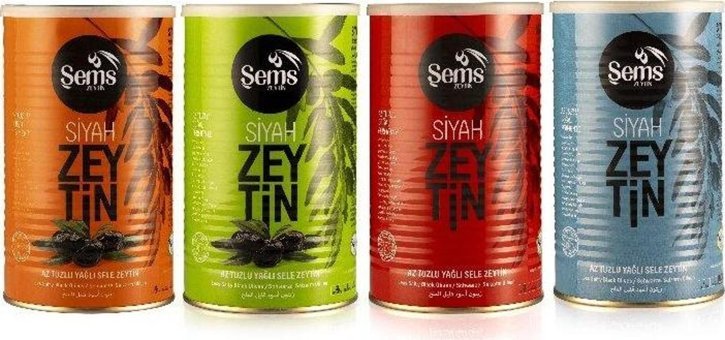 Şems Az Tuzlu Sele Salamura Siyah Zeytin Teneke 4x900 gr