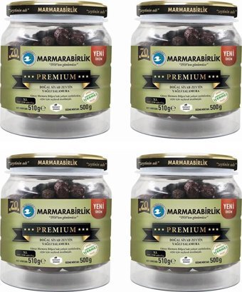 Marmarabirlik Premium Xl Salamura Siyah Zeytin Kavanoz 4x500gr