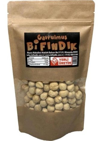 Bi Fındık Çifte Kavrulmuş Tuzsuz Organik Tane İçi Fındık 80 gr