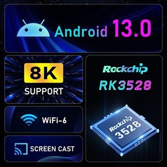 Hakopro H96 Max M3 16 GB Kapasteli 2 GB Ram Wifi 8K Android TV Stick