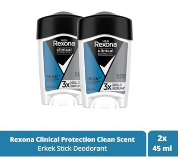 Rexona Clinical Protection Ter Önleyici Antiperspirant Stick Erkek Deodorant 2x45 ml